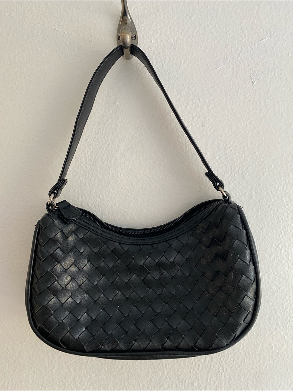 Black Woven Shoulder Bag